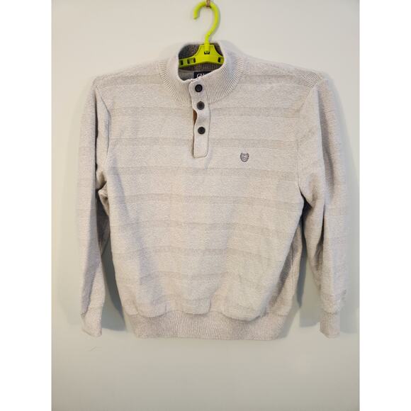Chaps 1/4 Button Sweater Mens 2XB 2XL Big Beige Gray Long Sleeve Dadcore 90s Y2k - Picture 6 of 12